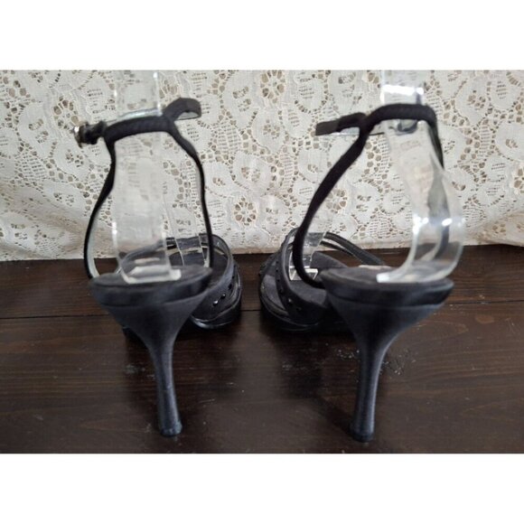 EUC Nina Black Leather Strappy Dress Heels/Sz. 7.5M - Picture 6 of 8